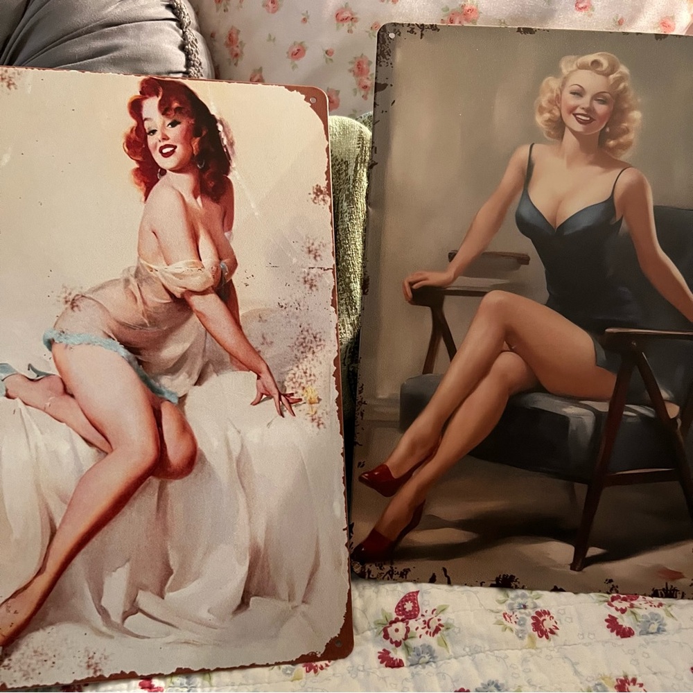 Vintage Pin-Up Girl Metal Signs